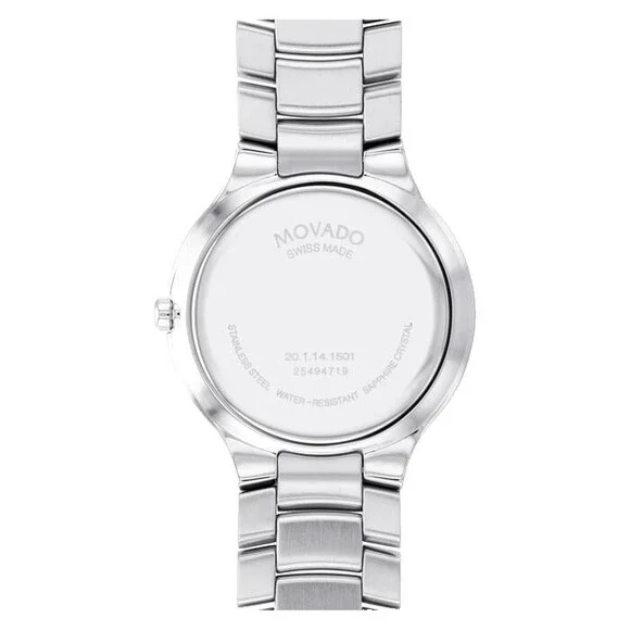 MOVADO SERIO 0607662 BLACK DIAL SILVER STAINLESS STEEL BRACELET 38MM MENS WATCH
